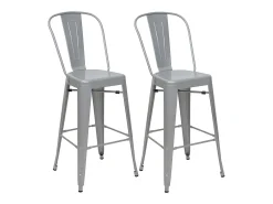 Taburetes de bar MCW-A73 metal (juego de 2), gris