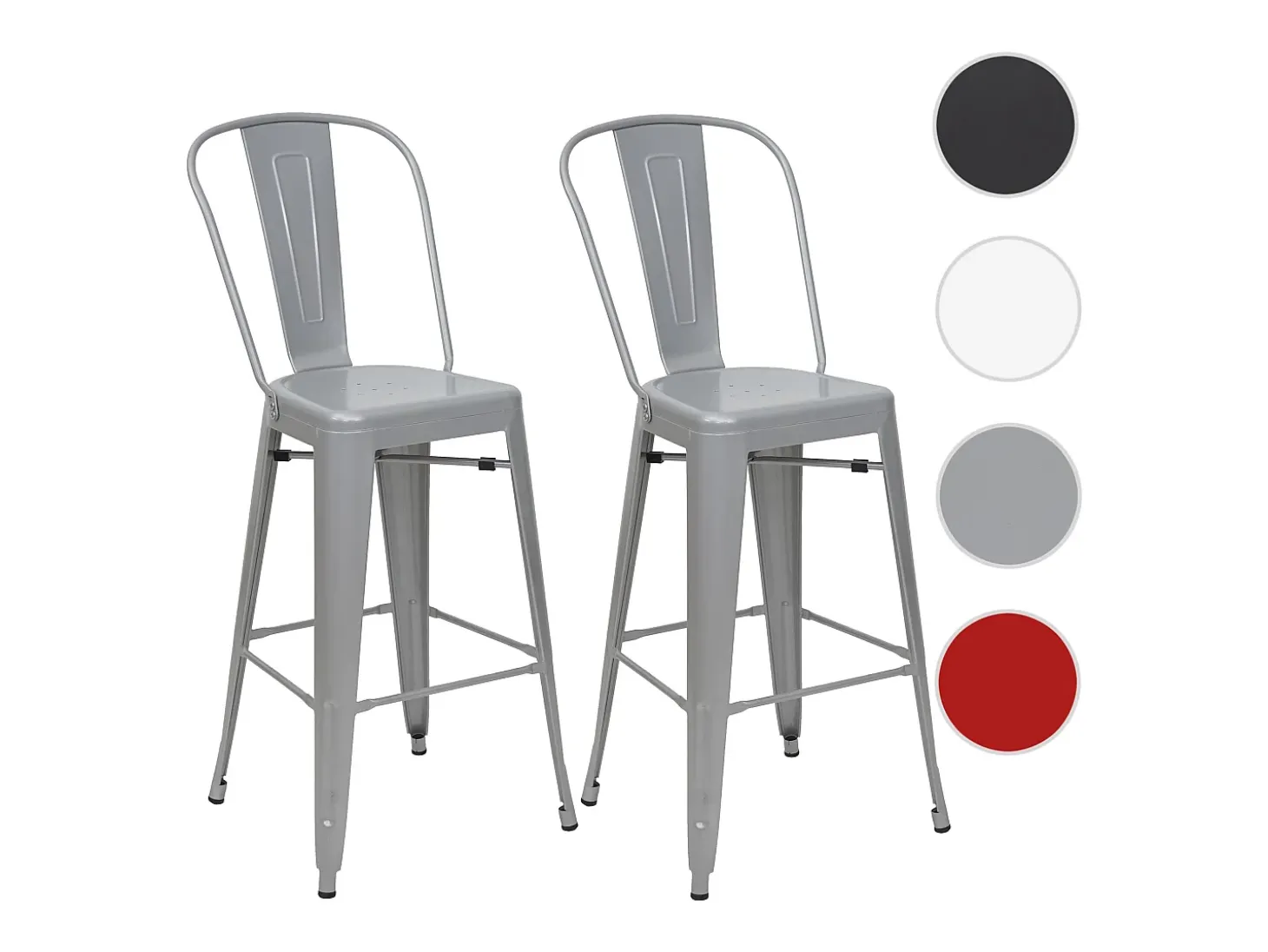 Taburetes de bar MCW-A73 metal (juego de 2), gris