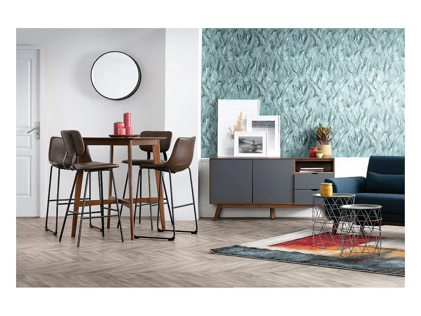 Taburetes de bar moderno negro con patas metal 75 cm (lote de 2) LAB
