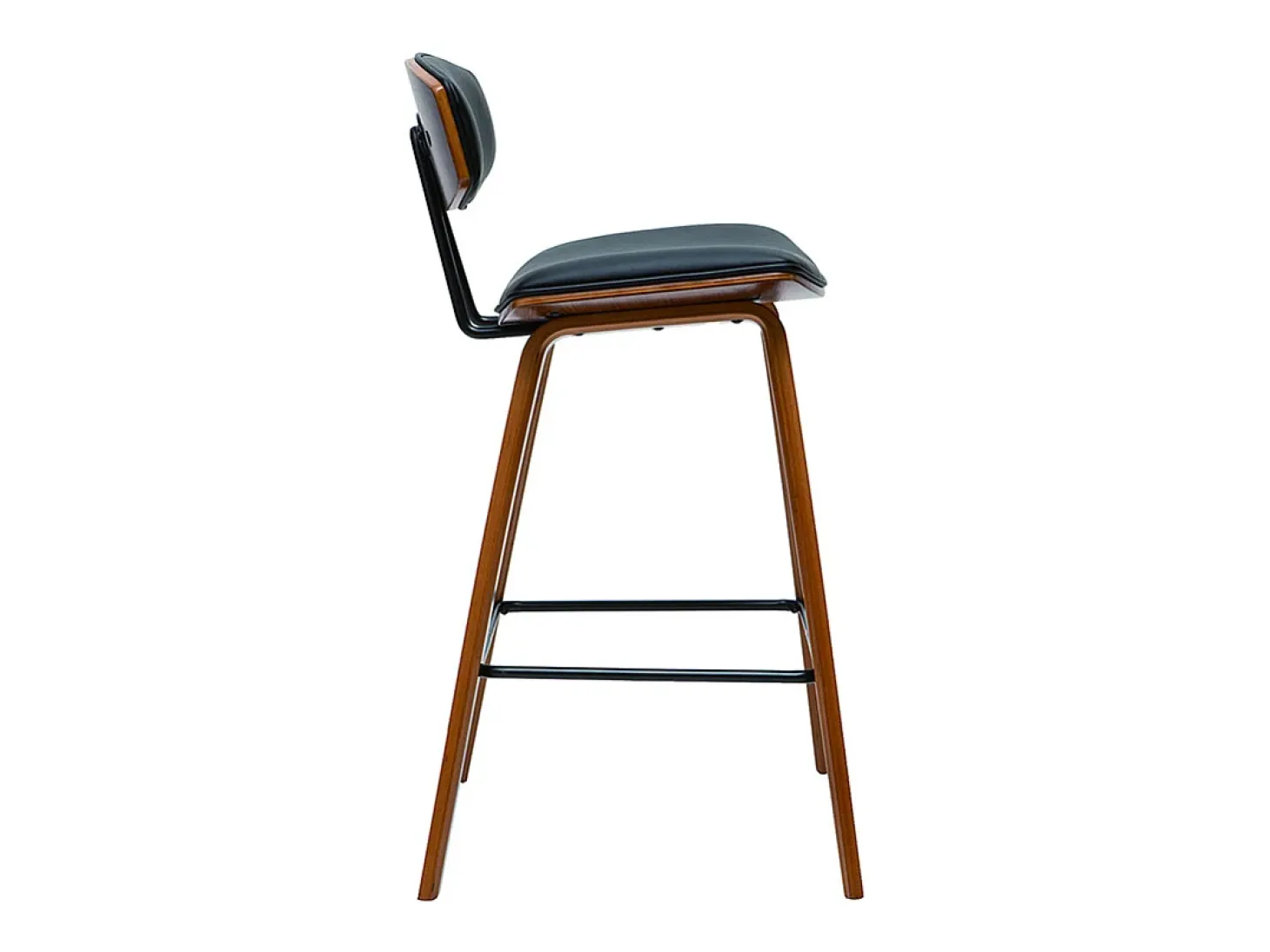 Taburetes de bar moderno negro y madera oscura A69 cm (lote de 2) VASCO