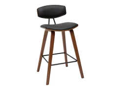 Taburetes de bar moderno negro y madera oscura A69 cm (lote de 2) VASCO