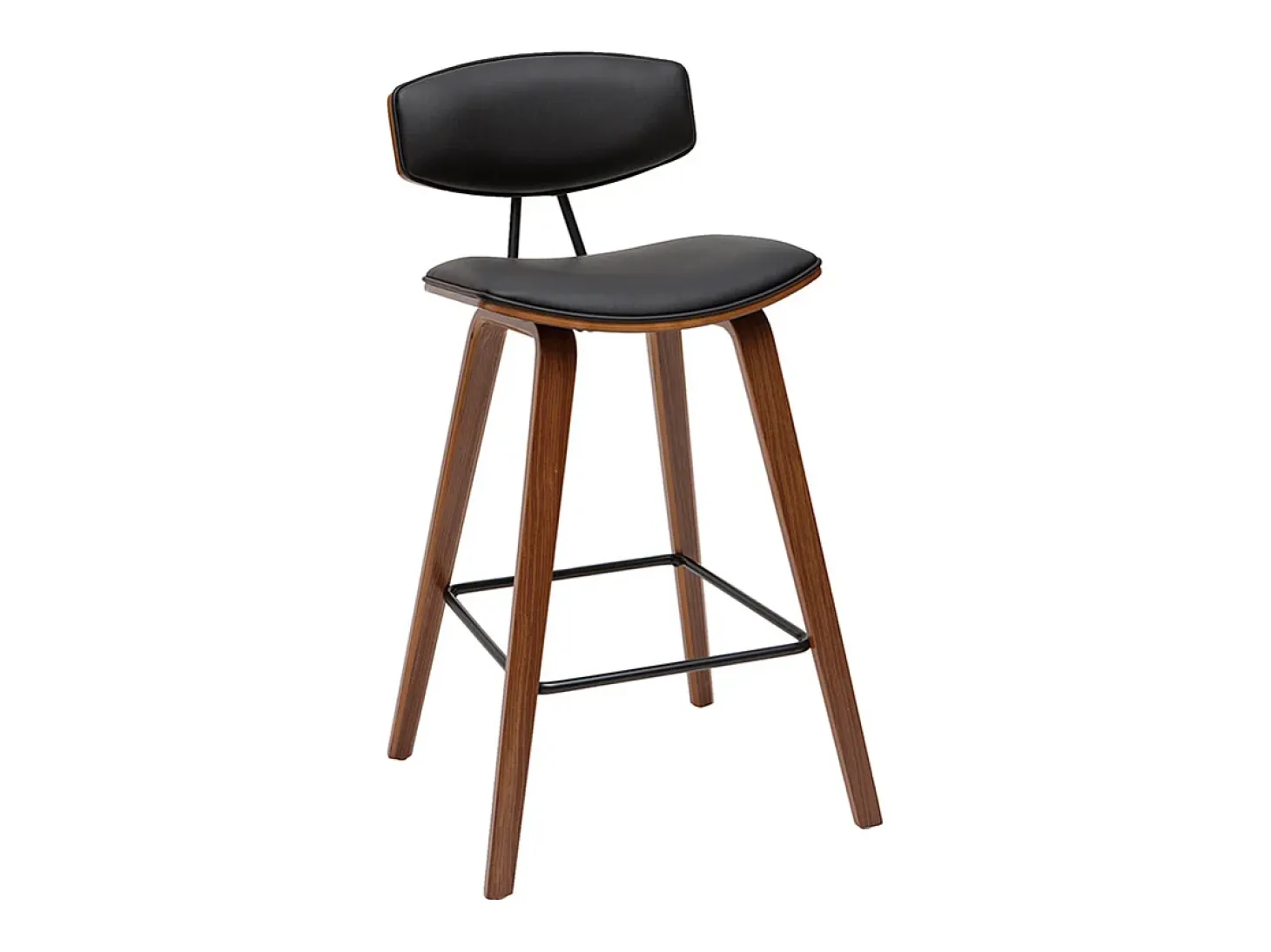 Taburetes de bar moderno negro y madera oscura A69 cm (lote de 2) VASCO
