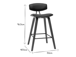 Taburetes de bar moderno negro y madera oscura A69 cm (lote de 2) VASCO