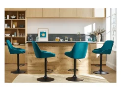Taburetes de bar moderno regulables terciopelo azul petróleo (lote de 2) HOLO