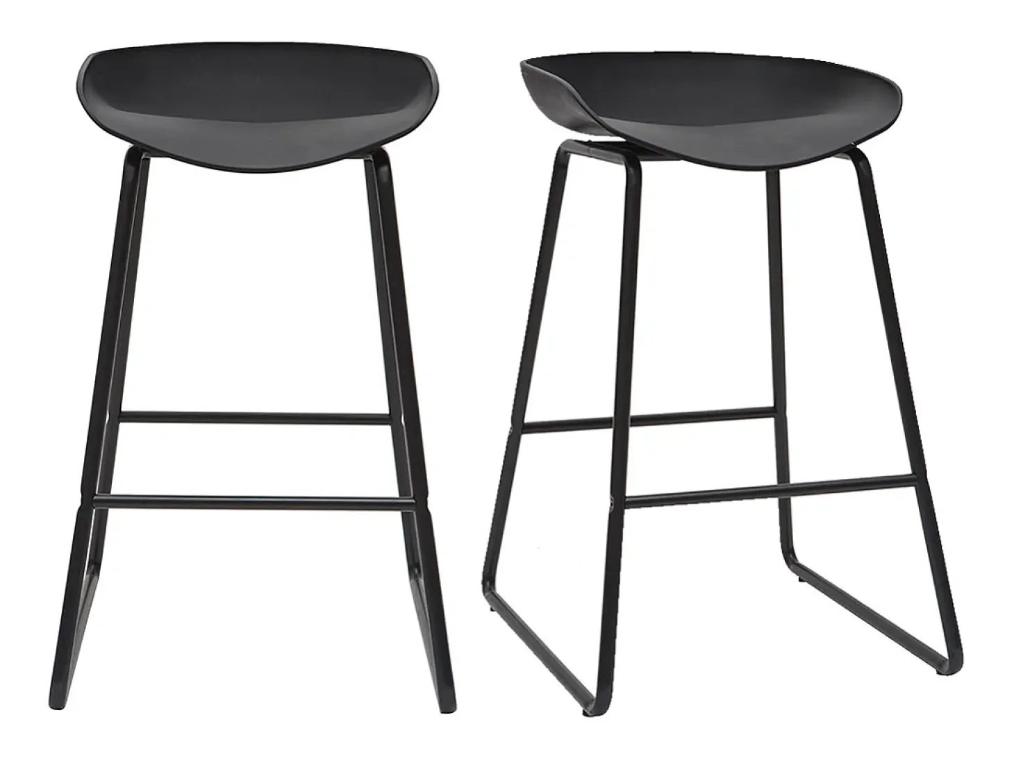 Taburetes de bar modernos negros con patas en metal 65 cm (lote de 2) PEBBLE