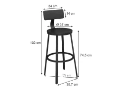 Taburetes de bar negro 34x55x102 caracas
