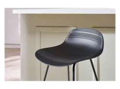 Taburetes de bar negro y pie negro A65 cm (lote de 2) ELLA