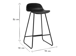 Taburetes de bar negro y pie negro A65 cm (lote de 2) ELLA
