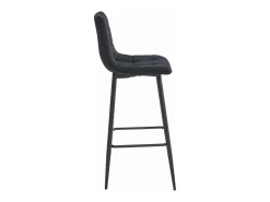 Taburetes de bar Valora TEOTO de terciopelo negro con patas de acero negro x2
