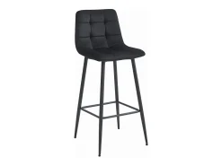 Taburetes de bar Valora TEOTO de terciopelo negro con patas de acero negro x2