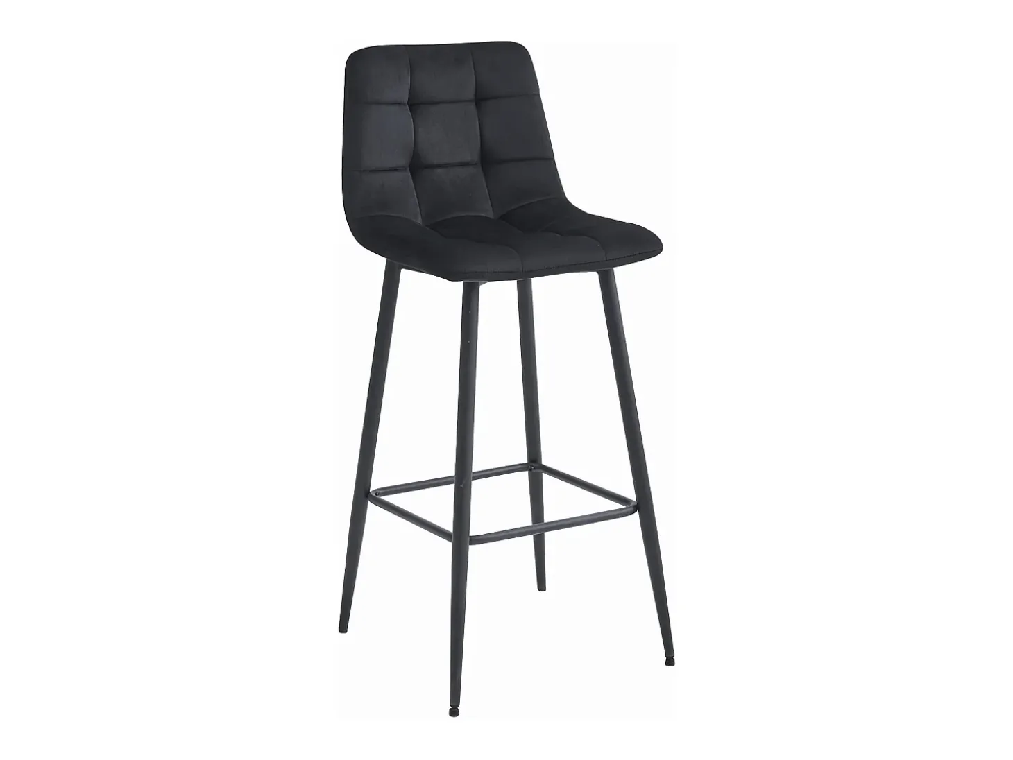 Taburetes de bar Valora TEOTO de terciopelo negro con patas de acero negro x2