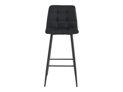 Taburetes de bar Valora TEOTO de terciopelo negro con patas de acero negro x2