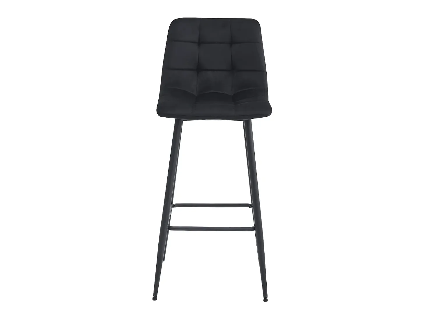 Taburetes de bar Valora TEOTO de terciopelo negro con patas de acero negro x2