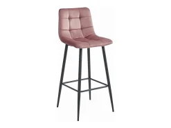 Taburetes de bar Valora TEOTO de terciopelo rosa oscuro con patas de acero negro x3