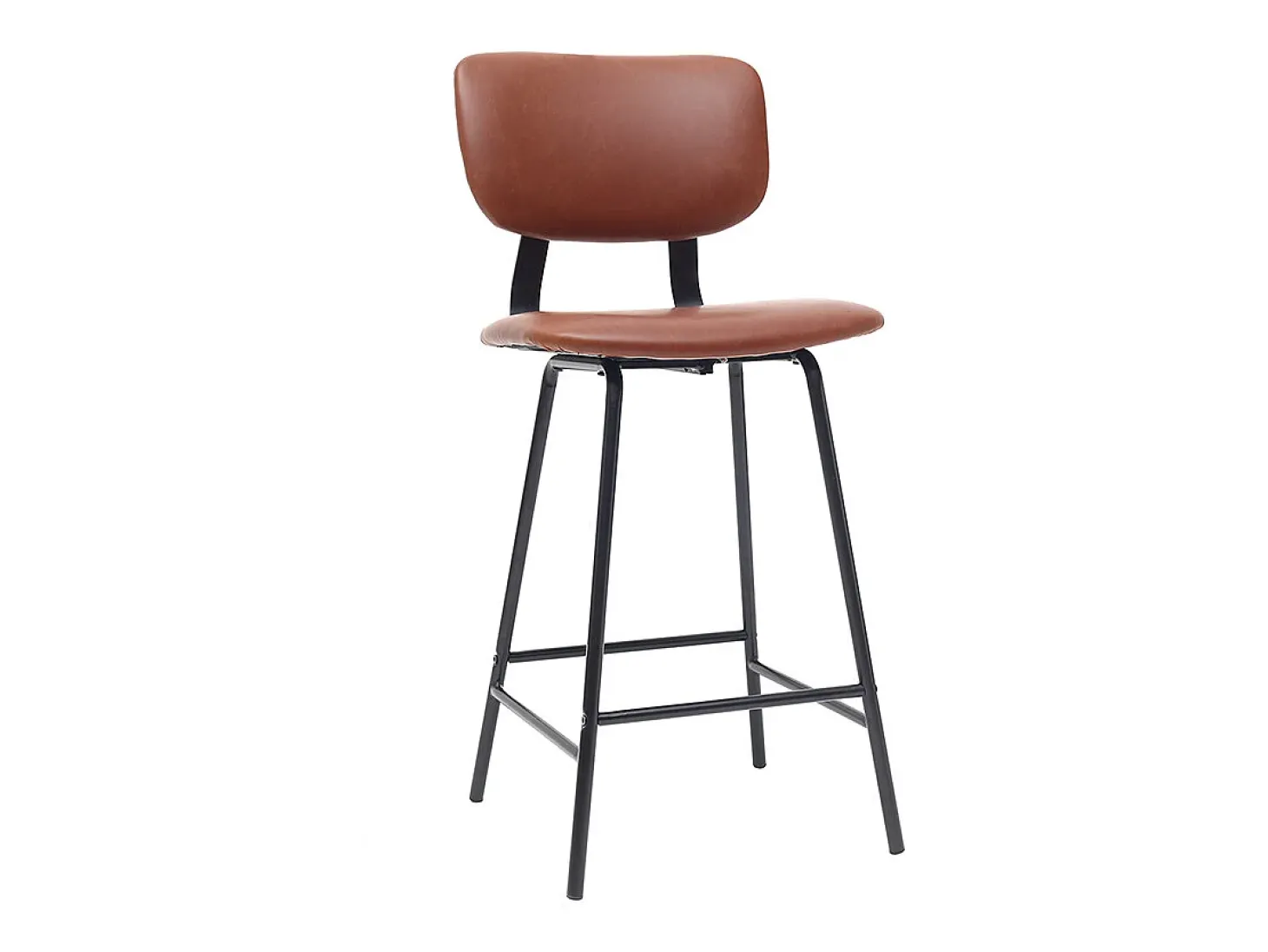 Taburetes de bar vintage marrón claro con patas en metal 65cm (lote de 2) LAB