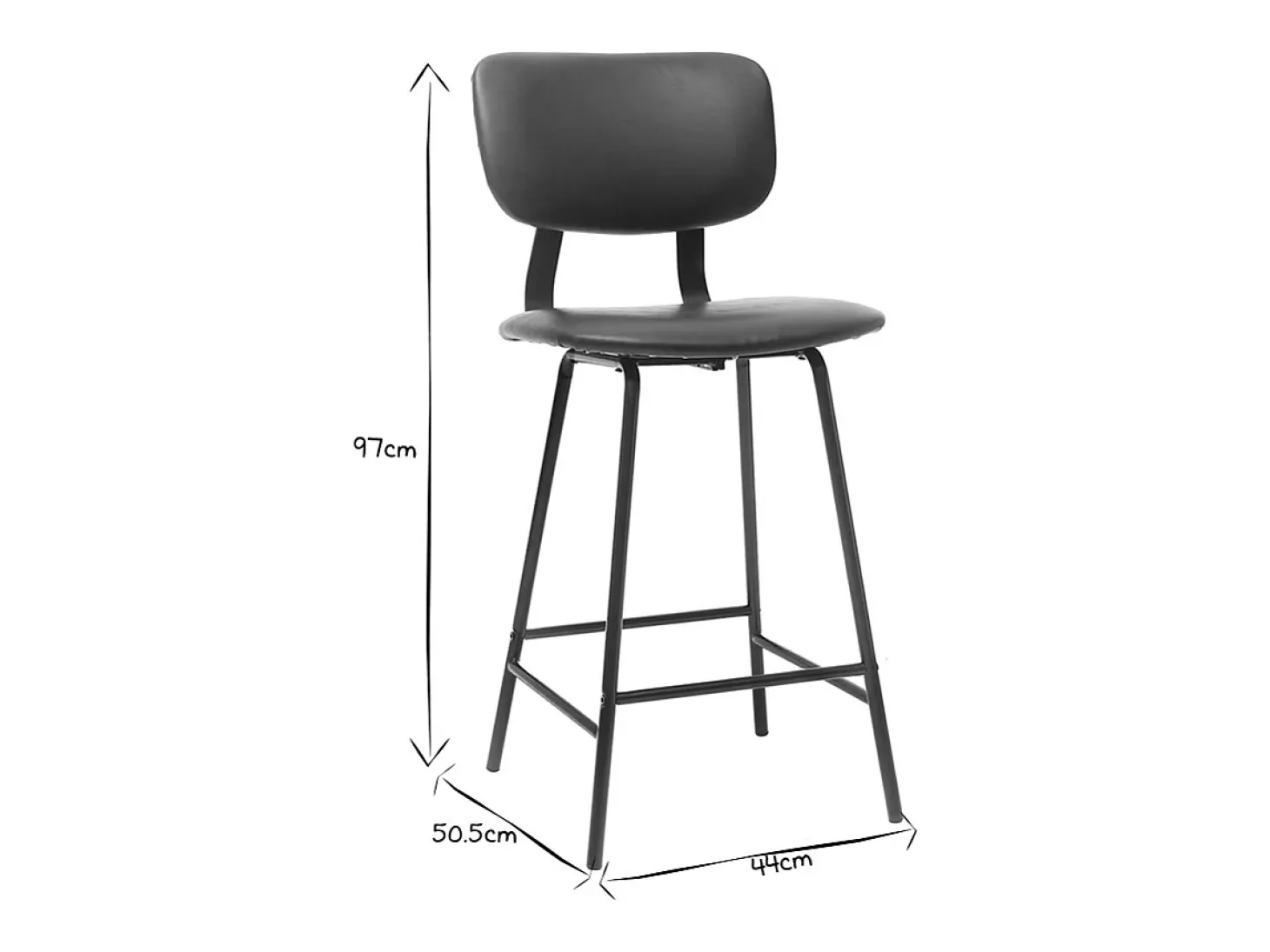 Taburetes de bar vintage negro con patas en metal 65cm (lote de 2) LAB