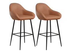 Taburetes de barra de cocina 2 uds cuero sintético marrón claro