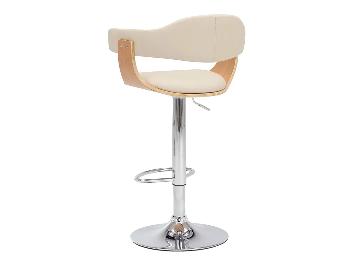 Taburetes de cocina 2 uds madera curvada cuero sintético crema