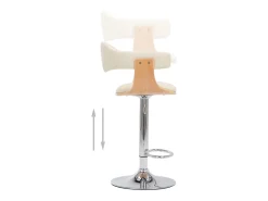 Taburetes de cocina 2 uds madera curvada cuero sintético crema