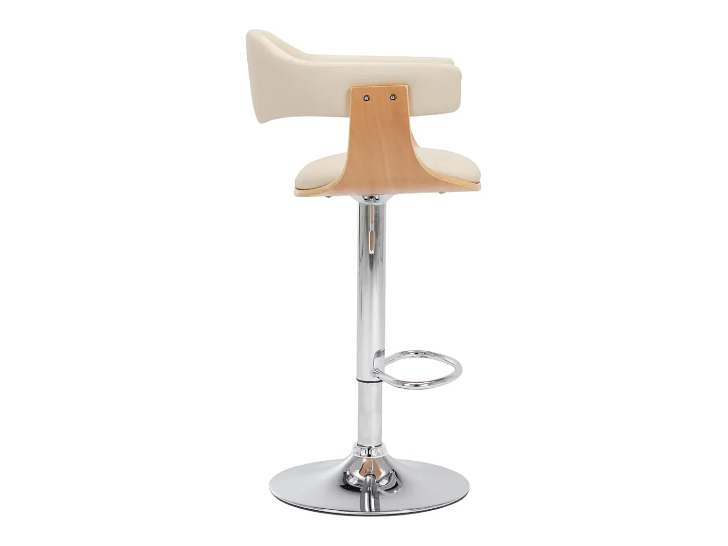 Taburetes de cocina 2 uds madera curvada cuero sintético crema