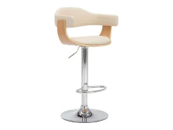 Taburetes de cocina 2 uds madera curvada cuero sintético crema