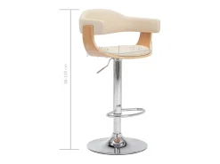 Taburetes de cocina 2 uds madera curvada cuero sintético crema