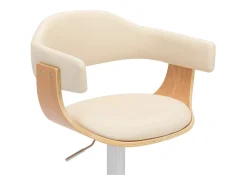 Taburetes de cocina 2 uds madera curvada cuero sintético crema