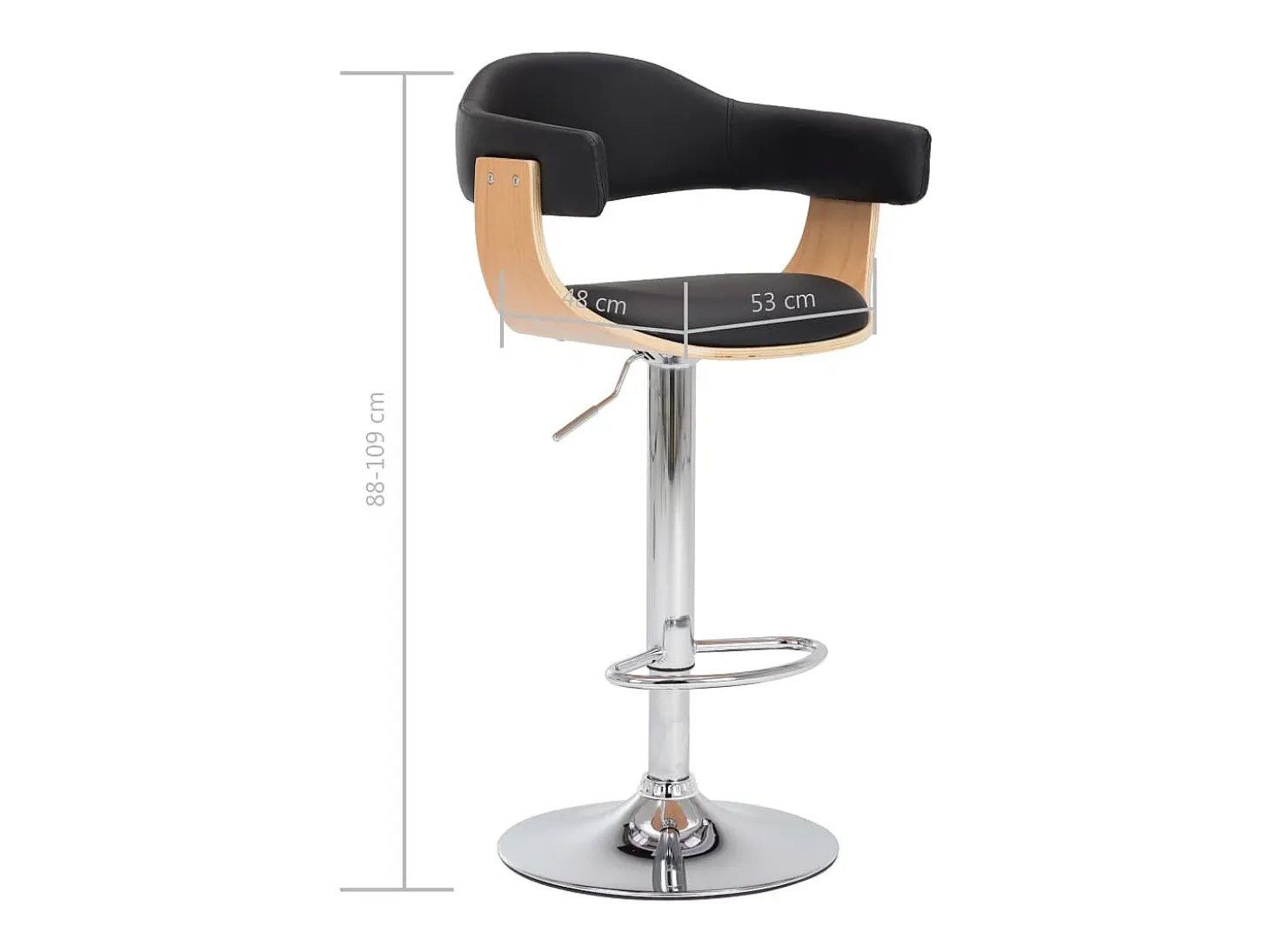 Taburetes de cocina 2 uds madera curvada cuero sintético negro
