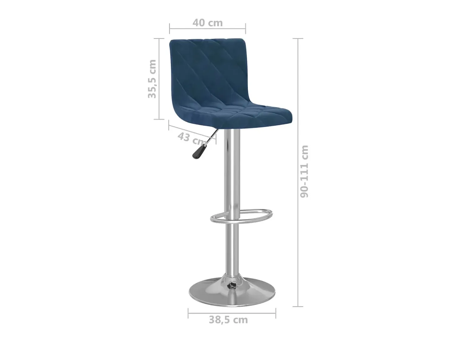 Taburetes de cocina 2 unidades terciopelo azul