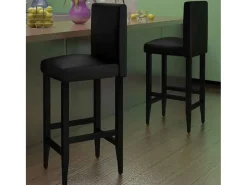 Taburetes de cocina 2 unidades cuero sintético negro