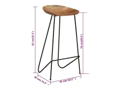 Taburetes de cocina 2 unidades madera maciza de acacia