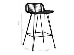 Taburetes de cocina 2 unidades ratán negro