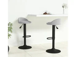 Taburetes de cocina 2 unidades terciopelo gris claro
