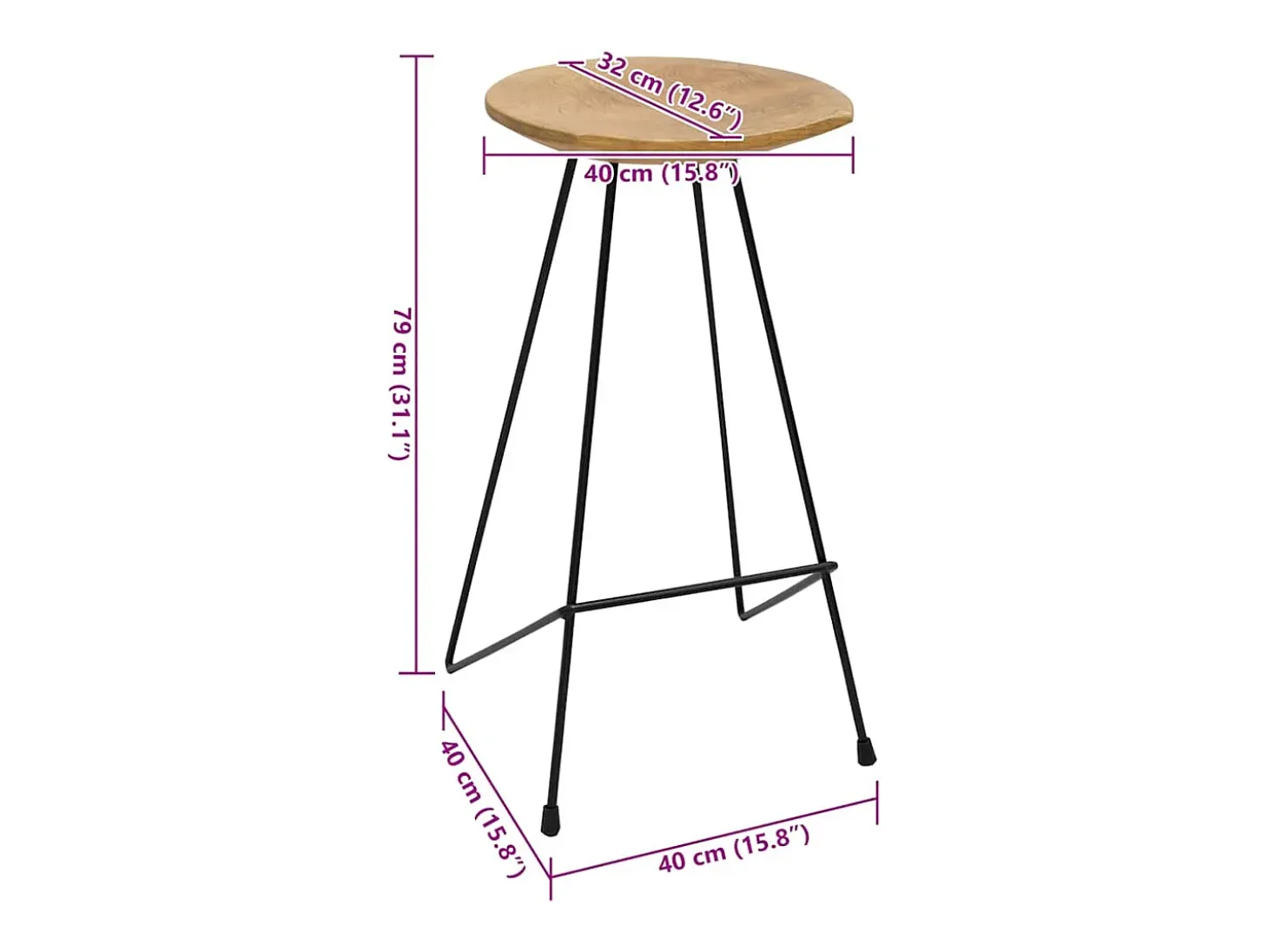 Taburetes de cocina 2 unidades madera maciza de teca