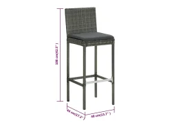 Taburetes de cocina con cojines 6 uds ratán sintético gris