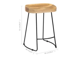 Taburetes de cocina gavin 2 unidades madera maciza de mango