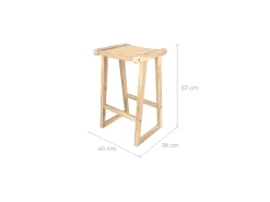 Taburetes para isla de cocina de teca y ratán natural 66 cm - Haida