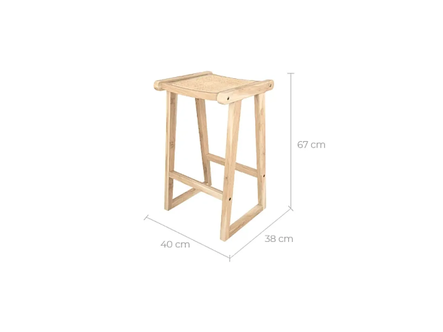 Taburetes para isla de cocina de teca y ratán natural 66 cm - Haida