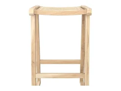 Taburetes para isla de cocina de teca y ratán natural 66 cm - Haida