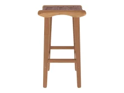 Taburetes para isla de cocina de teca y cuero tejido marrón 66 cm - Kuna