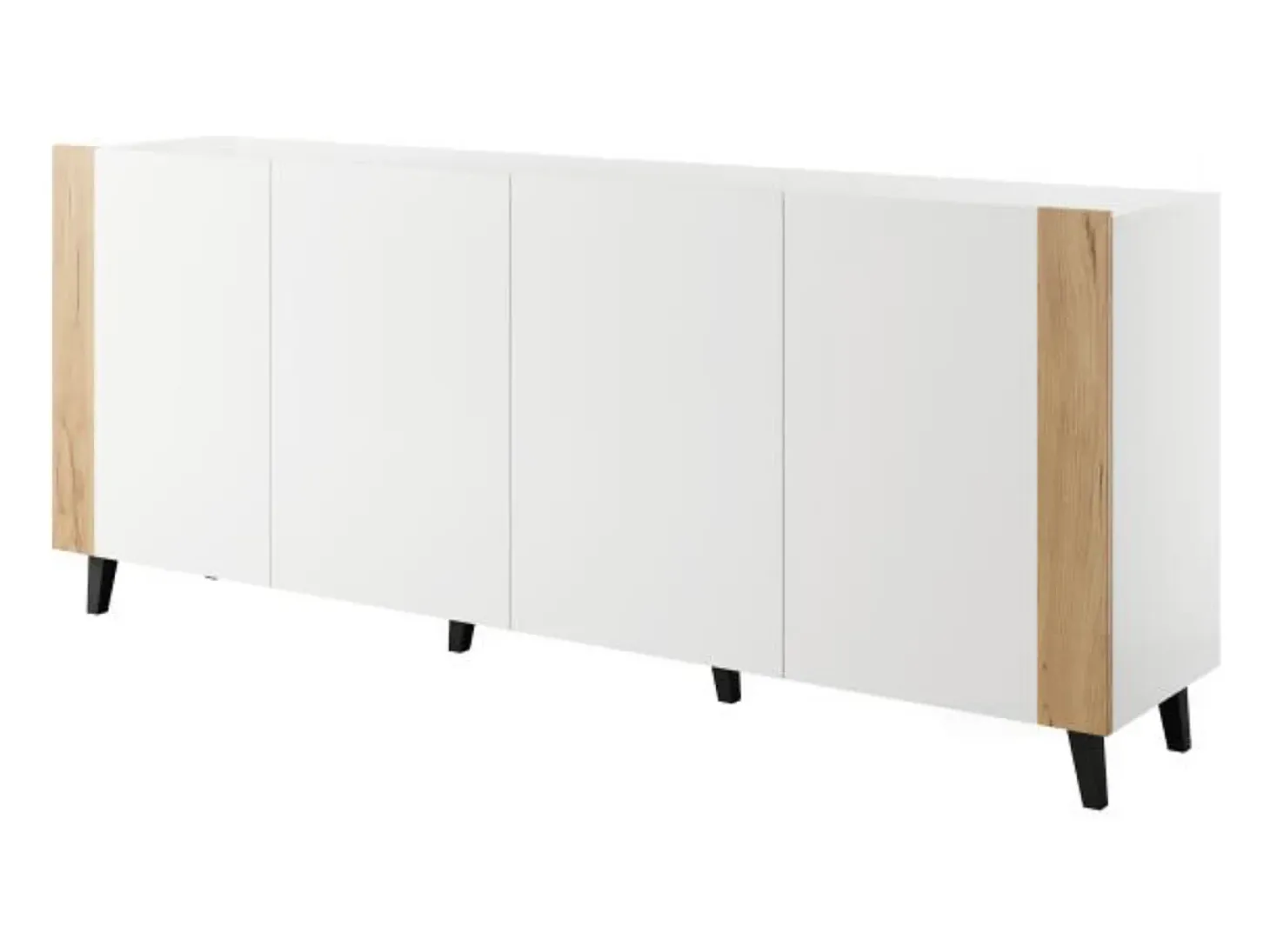 Tempo aparador de diseño blanco mate + madera 200 cm