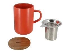 Tetera OGO Living Juliet Paprika de 475 ml en Grès con Tapa de Acacia