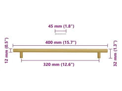 Tiradores para armarios 5 uds acero inoxidable dorado 320 mm