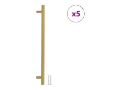 Tiradores para armarios 5 uds acero inoxidable dorado 320 mm