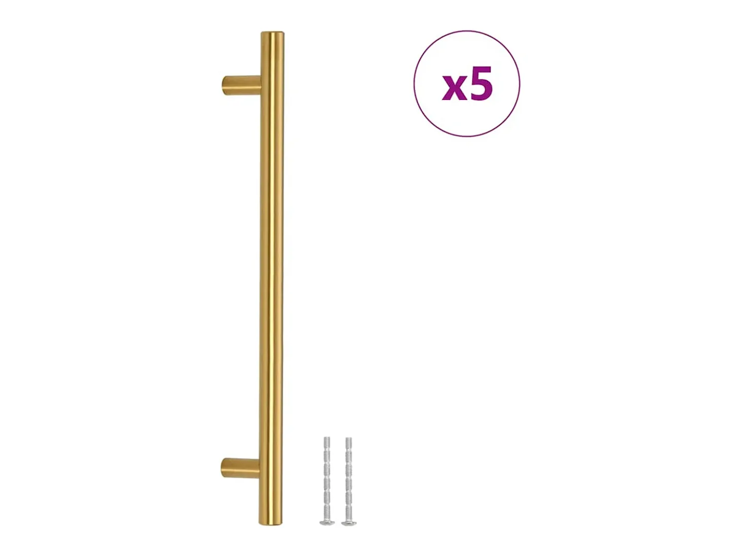 Tiradores para armarios 5 uds acero inoxidable dorado 192 mm