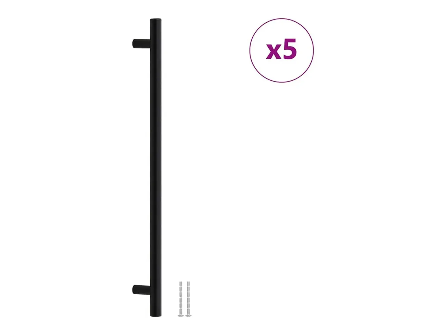Tiradores para armarios 5 uds acero inoxidable negro 320 mm