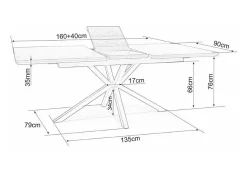 Tommy mesa de comedor extensible de nogal 160-200 cm