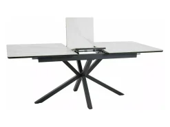 Tommy mesa de comedor extensible de cerámica imitación mármol blanco 160-200 cm