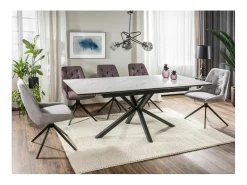 Tommy mesa de comedor extensible de cerámica imitación mármol blanco 160-200 cm
