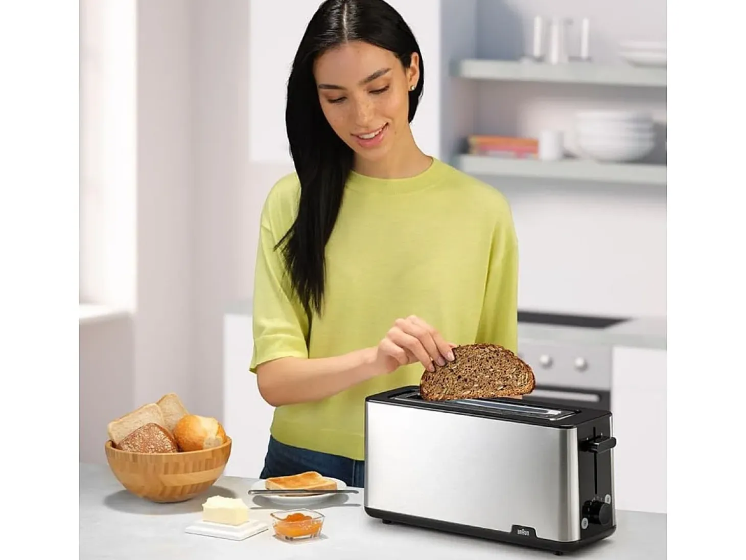 Tostador Braun HT1610BK 1030W ranura larga 8 niveles negro